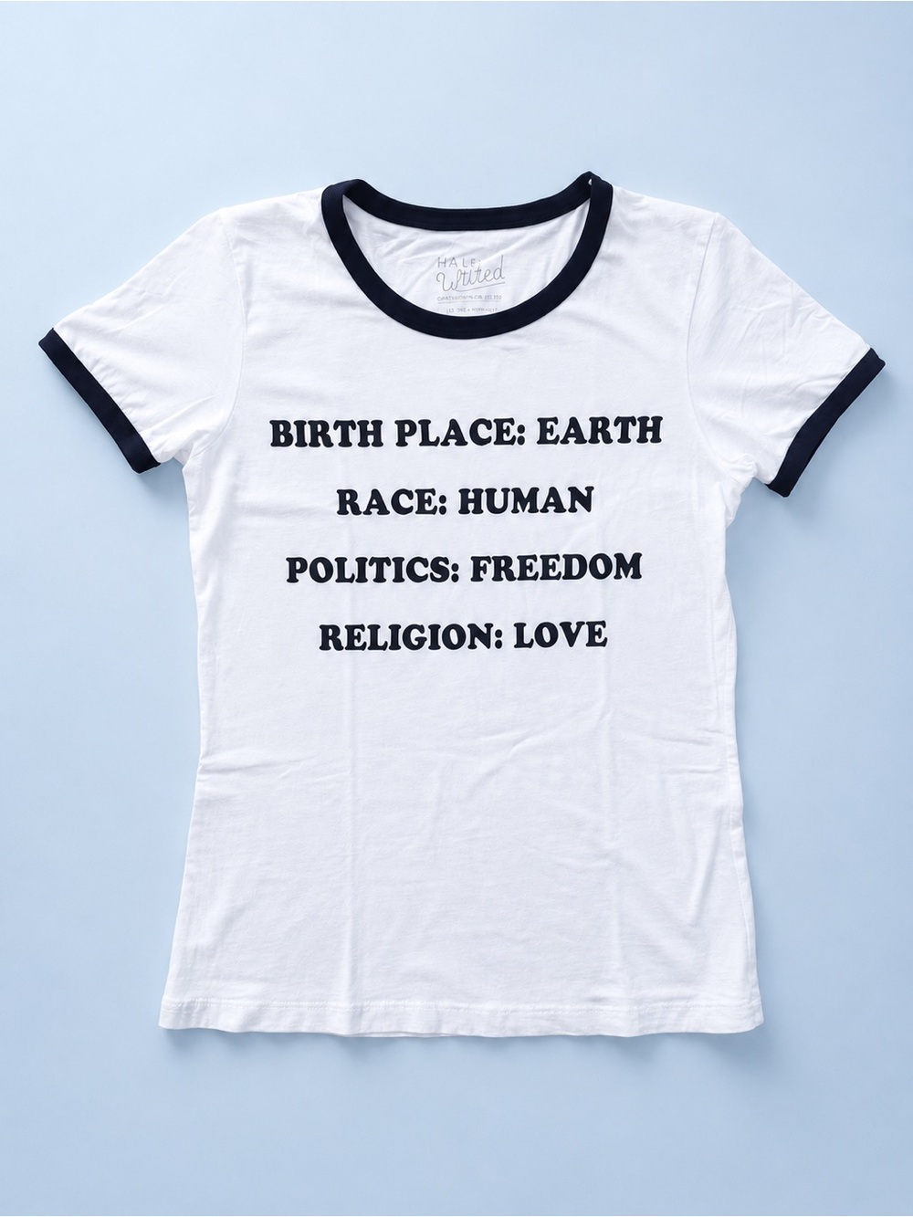 Half United “Birth Place: Earth” Graphic Ringer T-Shirt – Size Small
